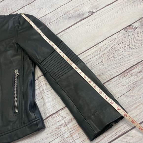 Zadig & Voltaire Cafe Racer Moto Leather Jacket Black Wolf Size Small Unisex - Picture 7 of 10